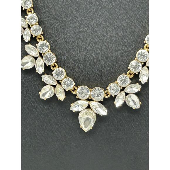 J Crew Gold Tone Statement Necklace with Clear Stones - Picture 4 of 16